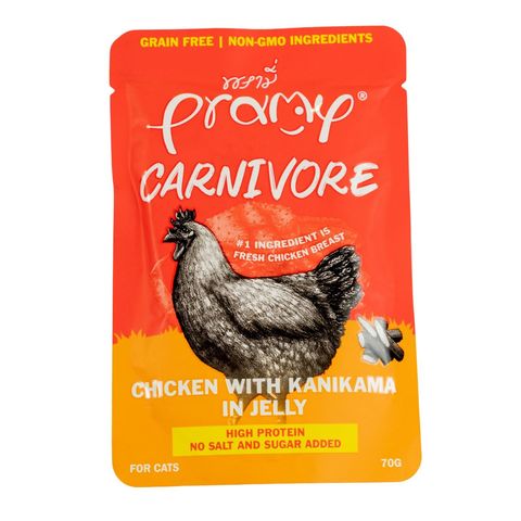 Pramy Carnivore Pouch Chicken With Kanikama In Jelly For All Cats 70g 