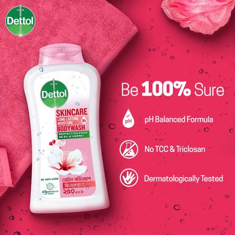 Buy 1 Dettol Skincare Bodywash Rose & Sakura Blossom 250ml & Get Free Loofah 1 Piece