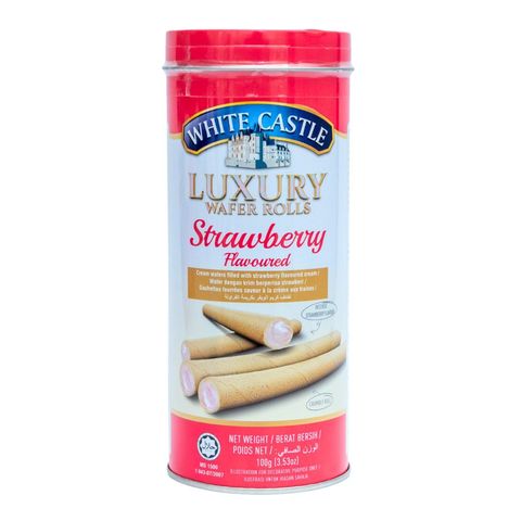 White Castle Luxury Wafer Rolls Strawberry Flavor 100g