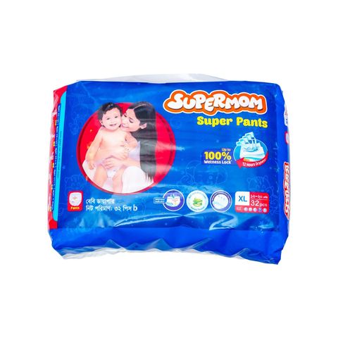 Supermom Baby Pant Diaper Xtra Large Saver Pack 12-20kg 32 Pieces