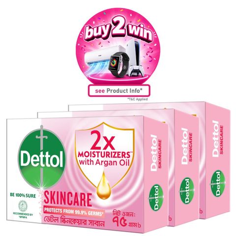 Dettol Bathing Soap Skincare With 2x Moisturizers With Argan Oil 3 Pack 75g