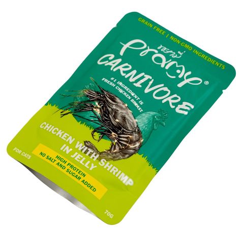 Pramy Carnivore Pouch Chicken With Shrimp In Jelly For All Cats 70g 
