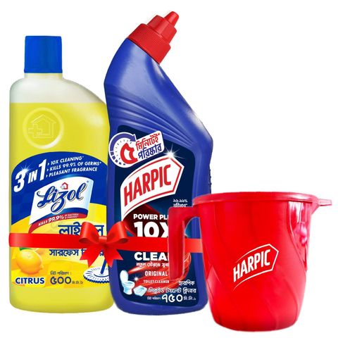 Harpic Toilet Cleaner & Lizol Citrus Surface Cleaner (Buy & Get A Mug Free) 2 x 500ml