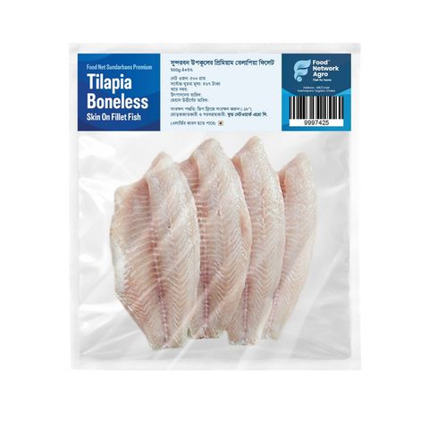 Sundarbans Premium Tilapia Boneless Skin On Fillet Fish 500g