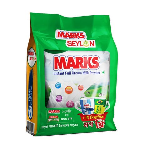 Buy Combo Marks Instant Powder Milk 1Kg & Seylon Family Blend Tea 400g and Get 2 Ceramic Mug Free
