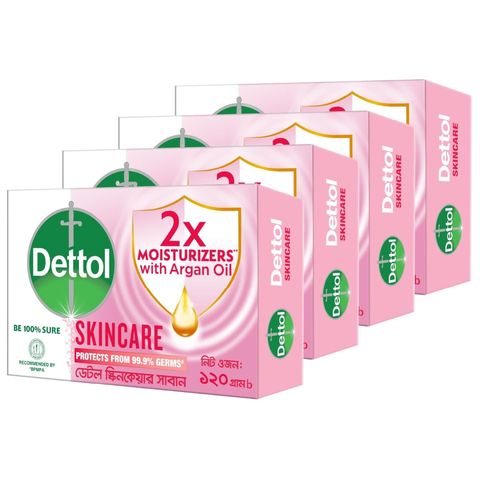 Dettol Bathing Soap Bar Skincare Quad Pack Combo 120g