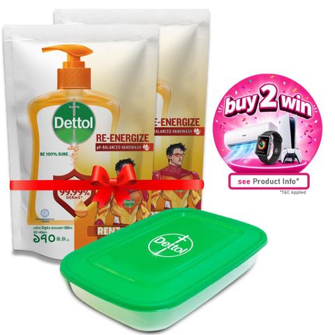 (Buy & Get Tiffin Box Free) Dettol Handwash Re Energize Refill Double Pack 170ml