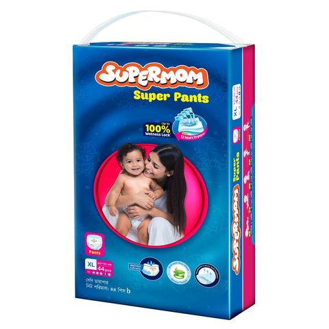 Supermom Baby Pant Diaper Xtra Large (12-20) kg Super Saver Pack 44 Pieces