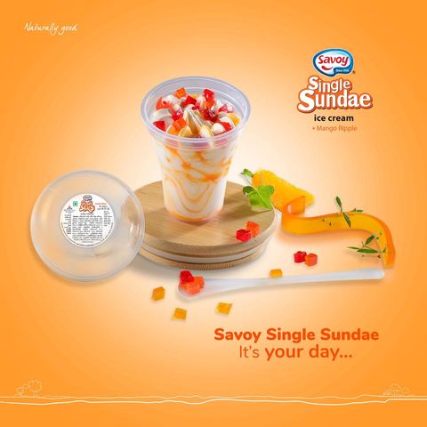 Savoy Single Sundae Mango Ripple Ice Cream 100ml