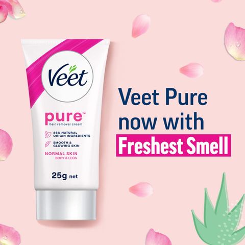 Buy Veet Pure Hair Removal Cream 25g Normal Skin Aloe Vera & Rose Smooth Skin in Minutes & Get Free Dettol Original Mini Soap 27g 