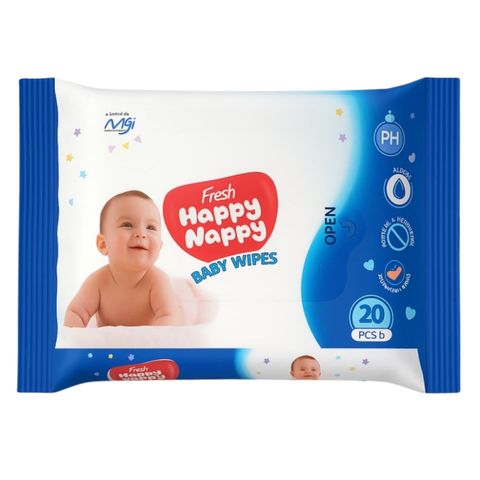 Fresh Happy Nappy Baby Wipes Pauch 20 Pieces