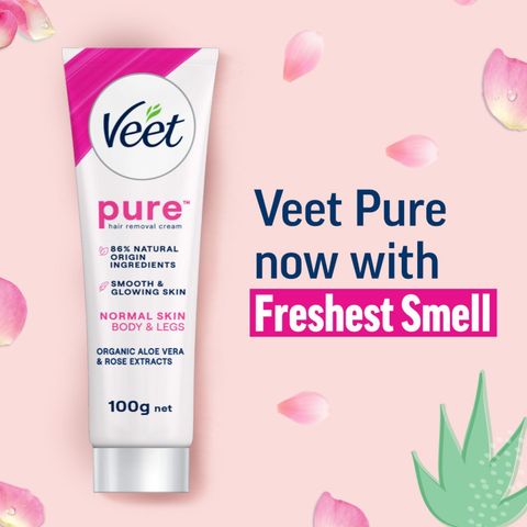 Buy Veet Pure Hair Removal Cream Normal Skin Aloe Vera & Rose Smooth Skin in Minutes 100g & Get Free Dettol Original Soap 75g 