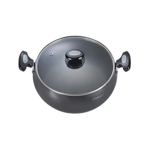 Prestige Hard Anodised Plus Gas And Induction Compatible Sauce Pan With Glass Lid Black 20cm 1 Piece