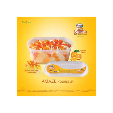 Savoy Double Sundae Mango & Vanilla With Orange Ripple Ice Cream 1L