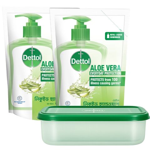 Dettol Handwash Aloe Vera Refill Double Pack (Buy & Get Tiffin Box Free) 170ml