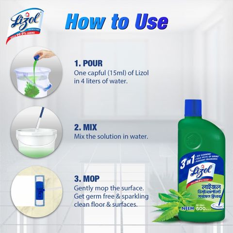 Lizol Disinfectant Surface Cleaner Neem 500ml