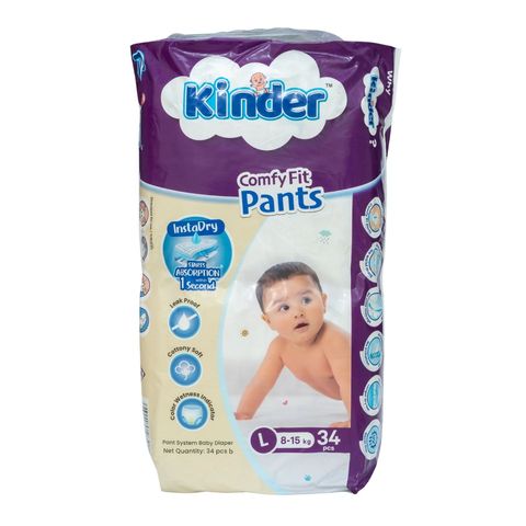 Kinder Comfy Fit Pant Diaper Large C 8-15kg 34 Pieces