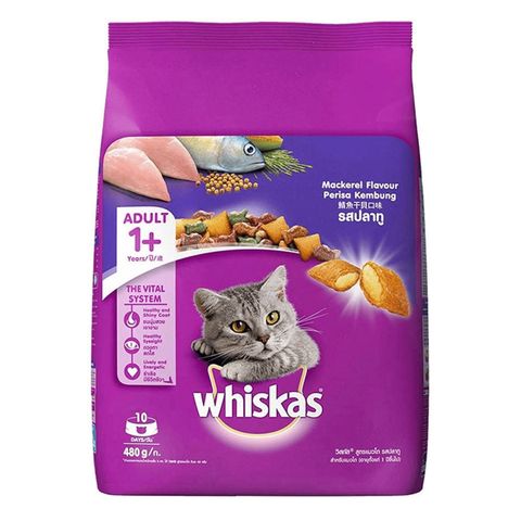 Whiskas Mackerel Adult Dry Cat Food 1 Year 480g
