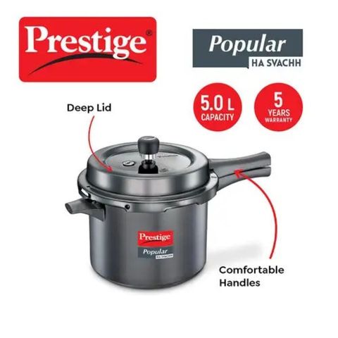 Prestige Popular Svachh Hard Anodised Pressure Cooker 5L 1 Piece
