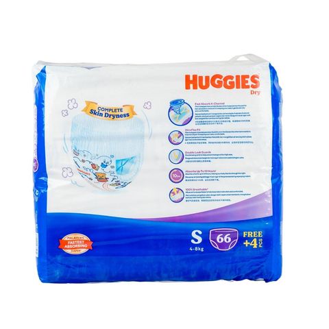 Buy 60 & Get 4 Free Huggies Dry Pants Baby Diaper Pant S 4-8 kg