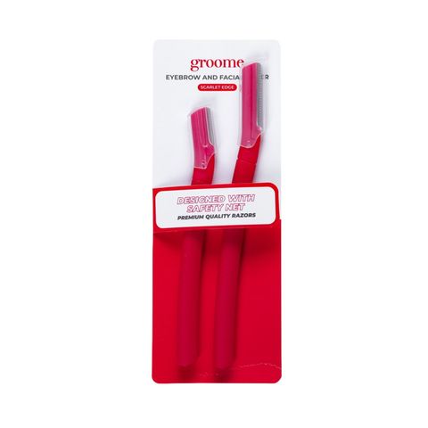 Groome Eyebrow And Facial Razor Scarlet Edge 2 Pieces