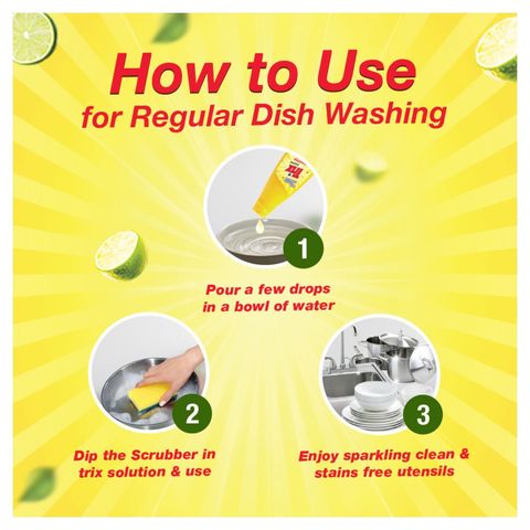 Buy Trix Lemon Dishwashing Liquid Bottle 500ml & Get Free Trix Lemon Dishwashing Liquid Refill 250ml 