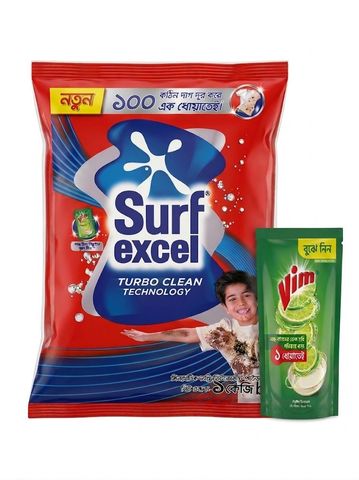 Buy Surf Excel Synthetic Laundry Detergent Powder 1kg & Get Free Vim Dishwash Liquid 75ml