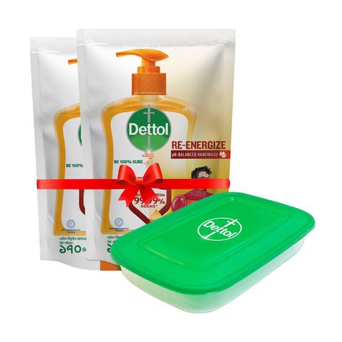 (Buy & Get Tiffin Box Free) Dettol Handwash Re Energize Refill Double Pack 170ml