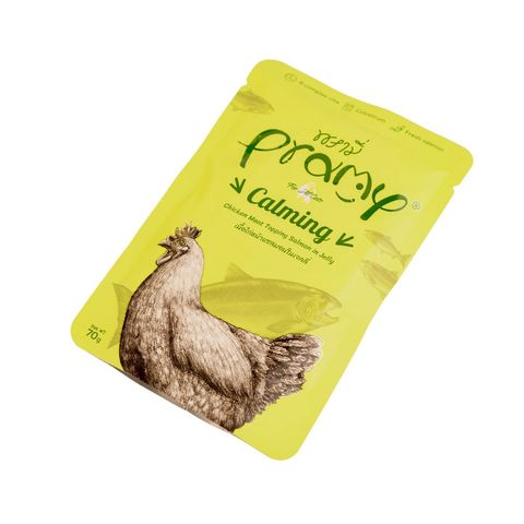 Pramy Calming Pouch Chicken Meat Topping Salmon In Jelly For Adult 70g