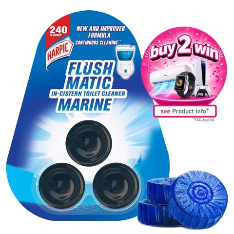 Harpic Flushmatic Marine In Cistern Toilet Cleaner Blocks (50g x 3)