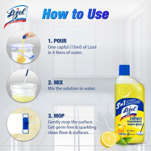 Lizol Disinfectant Surface Cleaner Citrus 500ml