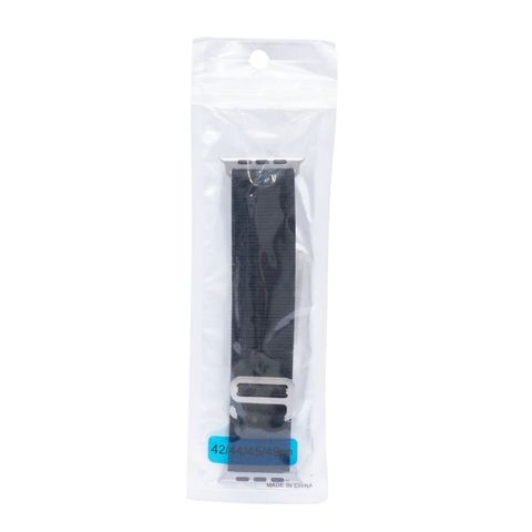 Slide Lock Loop Fabric Strap Watch Band Black 1 Piece