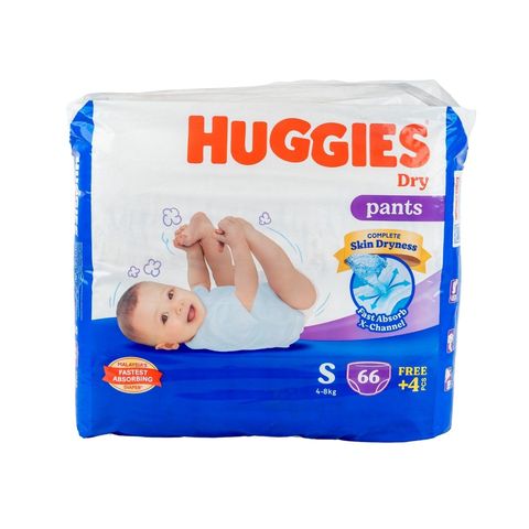 Buy 60 & Get 4 Free Huggies Dry Pants Baby Diaper Pant S 4-8 kg