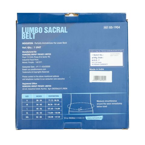 Romsons Lumbo Sacral Belt GS 1904 XL 1 Piece