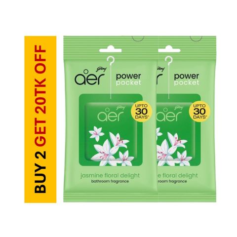 Aer Power Pocket Bathroom Fragrance Jasmine Floral Delight 2 Pack 10g