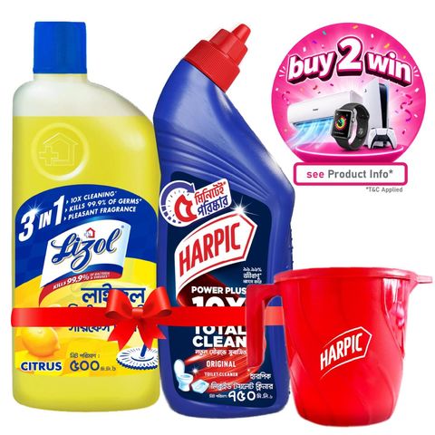 Harpic Toilet Cleaner & Lizol Citrus Surface Cleaner (Buy & Get A Mug Free) 2 x 500ml