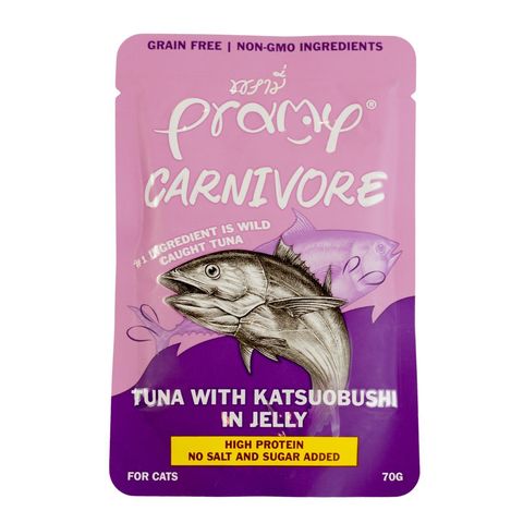 Pramy Carnivore Pouch Tuna With Katsuobushi In Jelly For All Cats 70g 