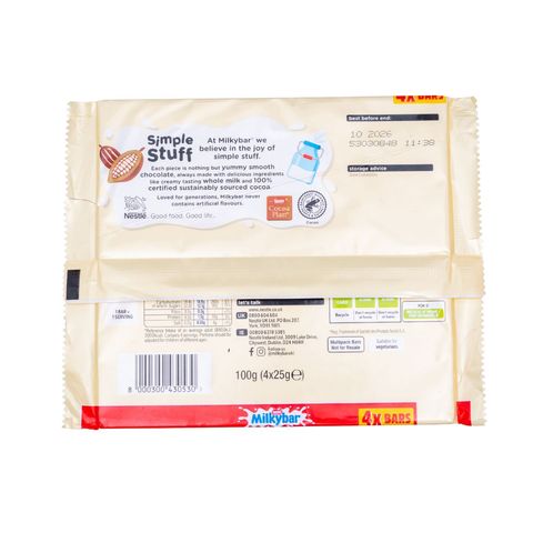 Nestle Milkybar Chocolate 4x25g 100g