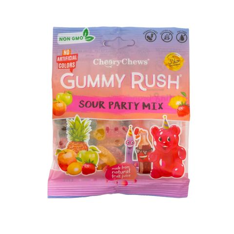 Gummy Rush Sour Party Mix Chews Packet 90g