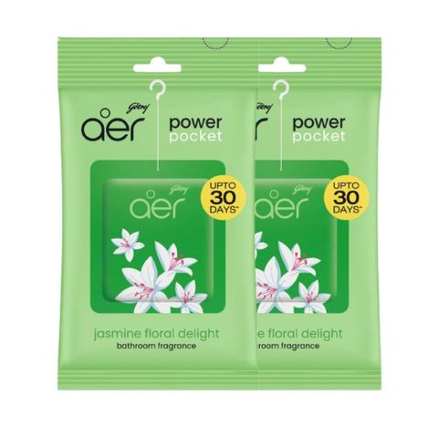 Aer Power Pocket Bathroom Fragrance Jasmine Floral Delight 2 Pack 10g