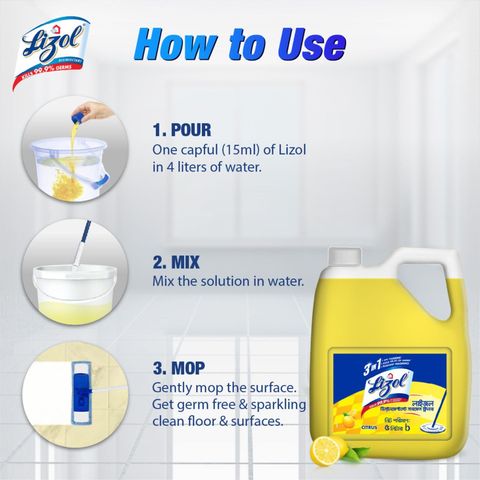Lizol Disinfectant Surface Cleaner Citrus 5L