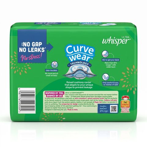 Whisper Sanitary Napkin Ultra For Heavy Flow Xl+ 30 Pieces
