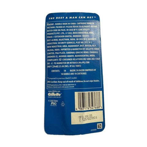 Gillette Mach 3 1 Razor 1 Cartridge 1 Piece