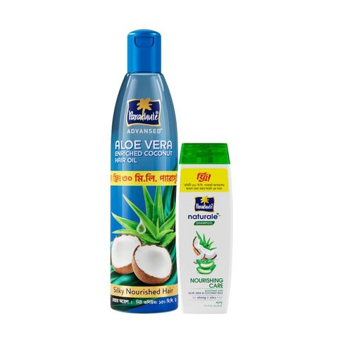 Buy Parachute Hair Oil Advanced Aloe Vera Enriched Coconut 150ml & Get Free Parachute Natural Shampoo 30ml