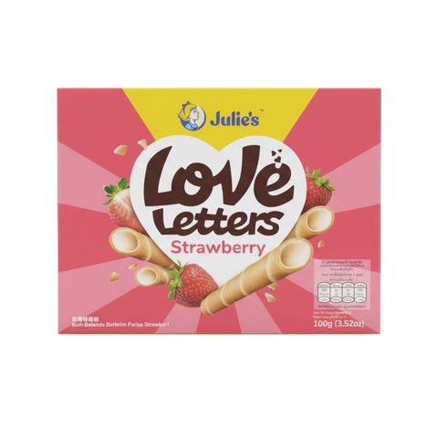 Julie's Love Letters Strawberry Flavoured Cream Wafer 100g