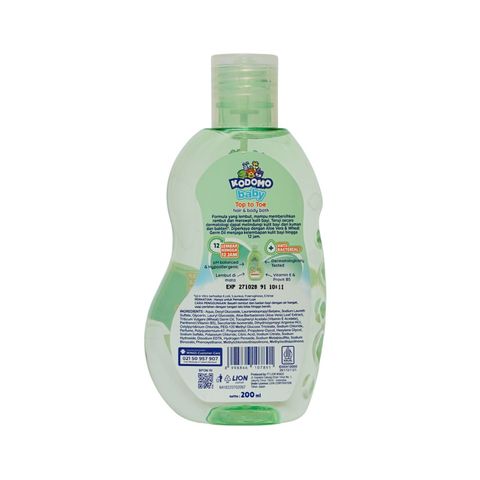 Kodomo Baby Top To Toe Hair & Body Bath Aloe Vera & Wheat Germ Oil Indonesia 200g