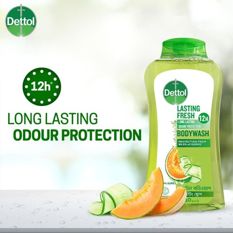 (Buy & Get Loofah Free) Dettol Lasting Fresh Antibacterial Body Wash Melon & Cucumber Fragrance 250ml