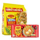 Nestle Maggi 2 Minute Noodles Masala 16pack & Maggi Hot & Spicey Blast Noodles 8 Pack 404g Bundle