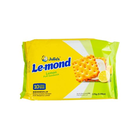 Julie's Lemon Flavoured Cream Le Mond Puff Sandwich Biscuits 170g