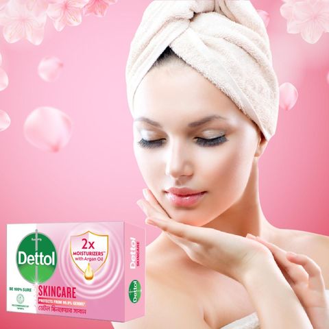 Dettol Bathing Soap Bar Skincare Quad Pack Combo 120g